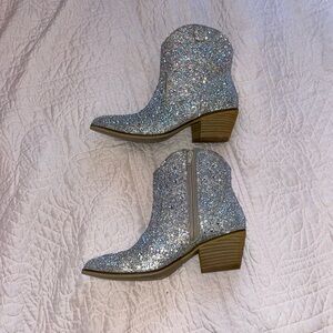 Silver Glitter Ankle Boots